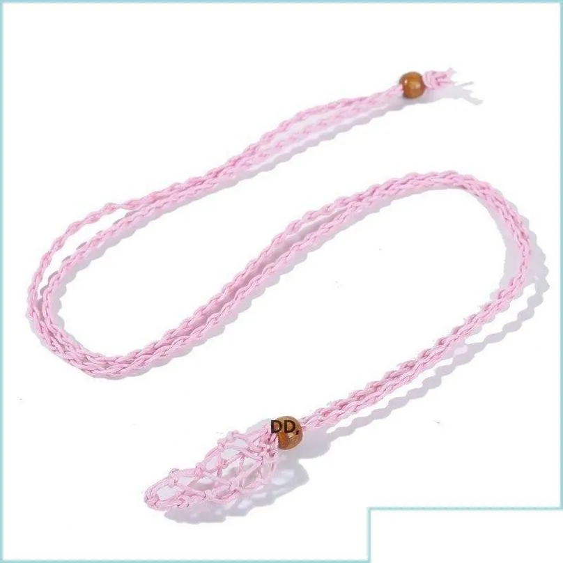 Party Favor Party Favor Handwoven Necklace Wax Line Cord Woven Pendants Diy Jewelry Crafts With Wooden Beads Women Neck Decor Mylarb Dhhac