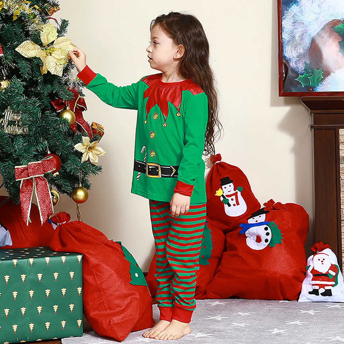 Pajamas Kids Boys Girls Christmas Set Children Elf Xmas Carnival Skeleton Pumpkin Mummy Halloween Sleepwear Toddler Pjs 221124