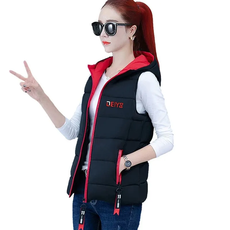 여성용 조끼 가을 겨울 다운 코튼 조끼 여성 짧은 재킷 겉옷 패션 All Match Sleeveless Waistcoat Woman Coat 3xl 221123