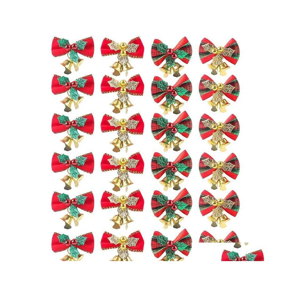 クリスマスの装飾クリスマスの装飾24pcs bealls bows for tree xmas hanging ronaments decorationchristmas drop delev dh34u