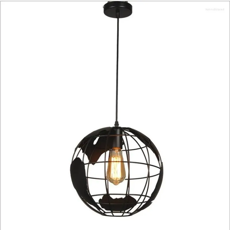 Lampes suspendues Forme de Terre Style Vintage Industriel Lumières Simple Éclairage En Fer Forgé Loft Plafonnier Suspendu Pour Intérieur