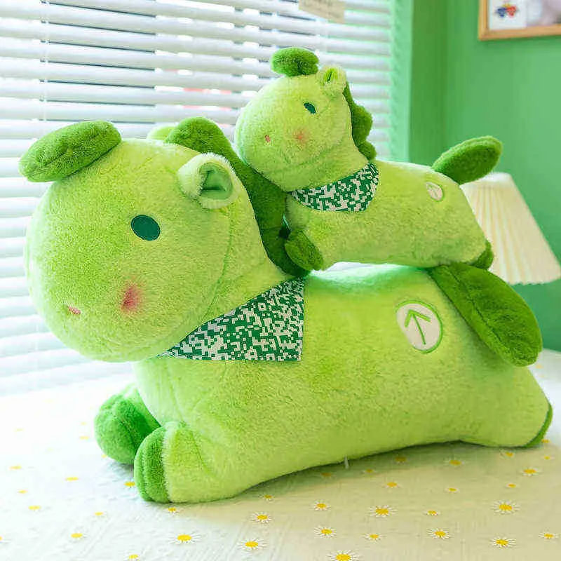 Sofa Cushion Rabbit Hair Green Horse Soft Cuddle Stuffed Doll Green Code Passage Sleep Companion Home Decoration Gift J220729