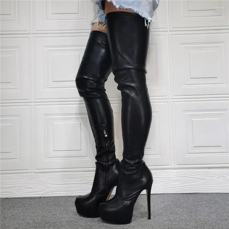 Boots 2022 Women's Spring And Autumn Over The Knee Fashion Round Toe With Platform Boot Side Zipper Thin High Heel Long