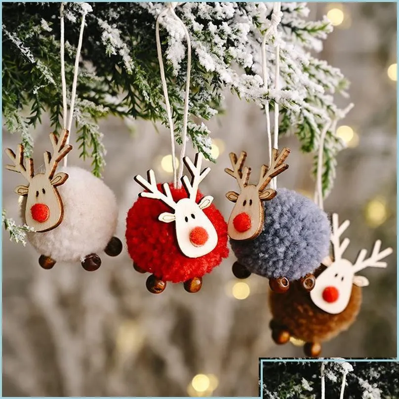 Christmas Decorations Christmas Decorations 4Pcs Lot Tree Ornaments Mti Color Deer Pendant For Noel Xmas Kids Crafts Party Supply 22 Dhcni