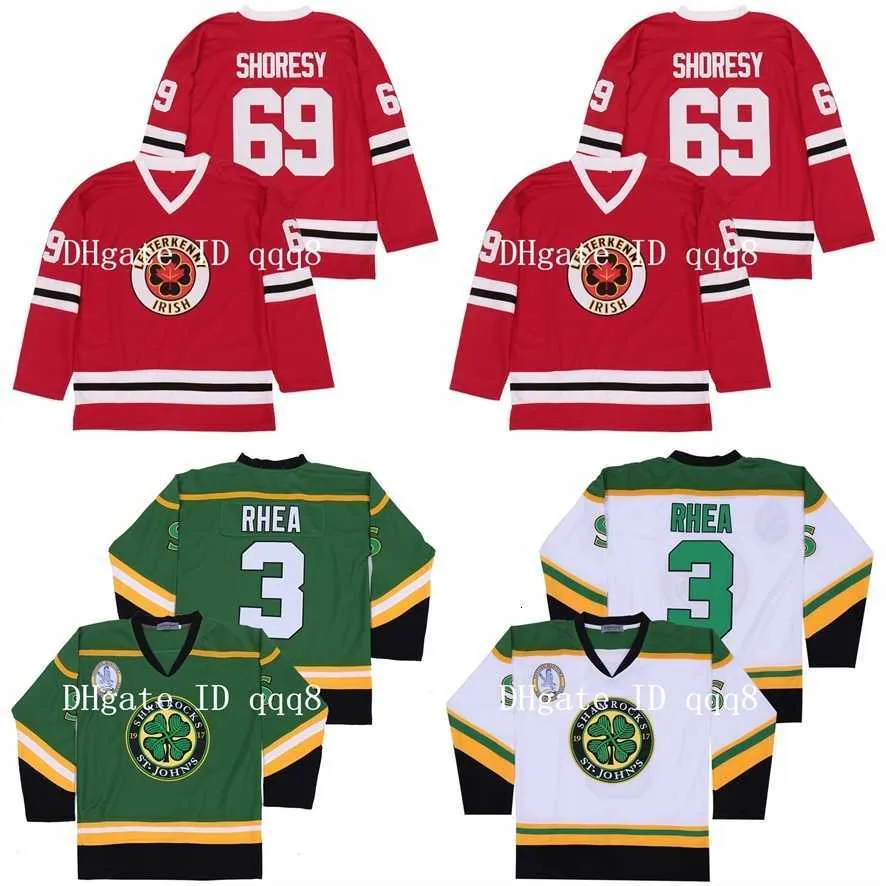 College Hockey Wears Shoresy LETTERKENNY IRISH TV Series The Boss Rhea GOON Movie St John's Shamrocks Green White Red Hockey Jerseys Size M-XXXL