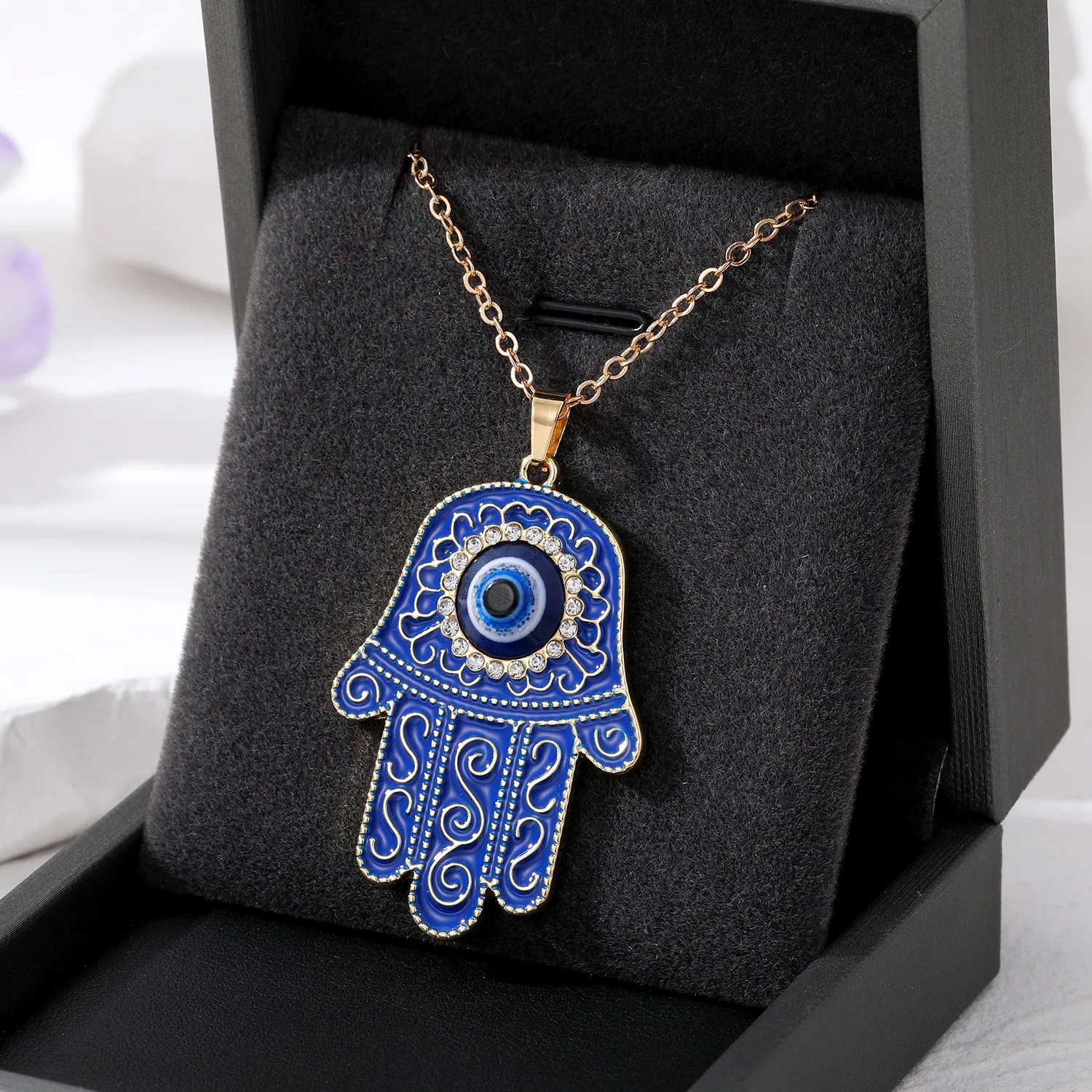 Collana Girocollo Con Occhio Di Diavolo (Evil Eye) – Boho Vintage Con Cristalli, In Lega Dorata, Catena Regolabile 38+5 Cm, Protezione E Stile - 5