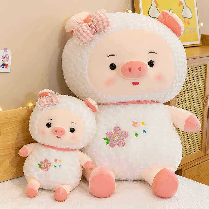 456070cm Kawaii Plexh Piggy Toy recheado macio e fofo travesseiro de pelúcia de pelúcia fantástica do dia dos namorados para menina bebê j220729