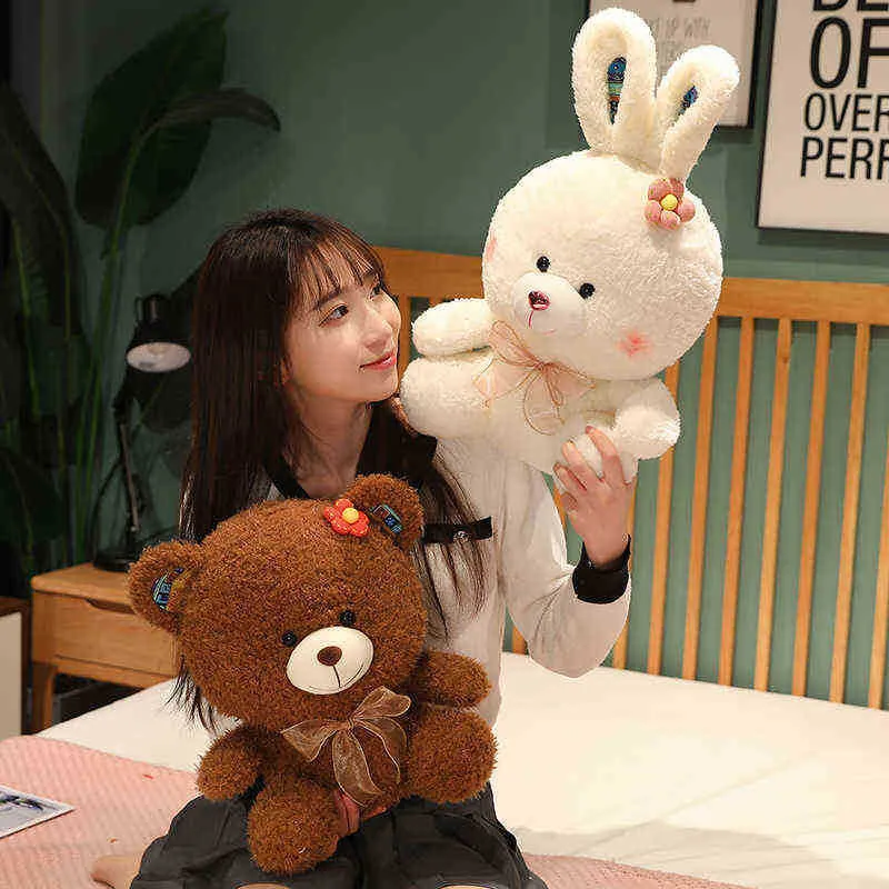 2548Cm Beautiful ButtonBow Teddy Bear Doll Cuddly Animal Bunny Plush Toy Lovers Girls Birthday Baby gift J220729