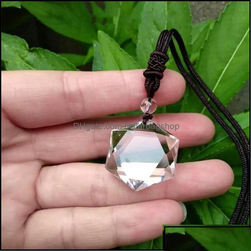 Arts And Crafts Arts And Crafts Natural Transparent Quartz Crystal Hexagon Pendant Spirit Pendum Energy Stone Pendants Female Drop D Dhkdf