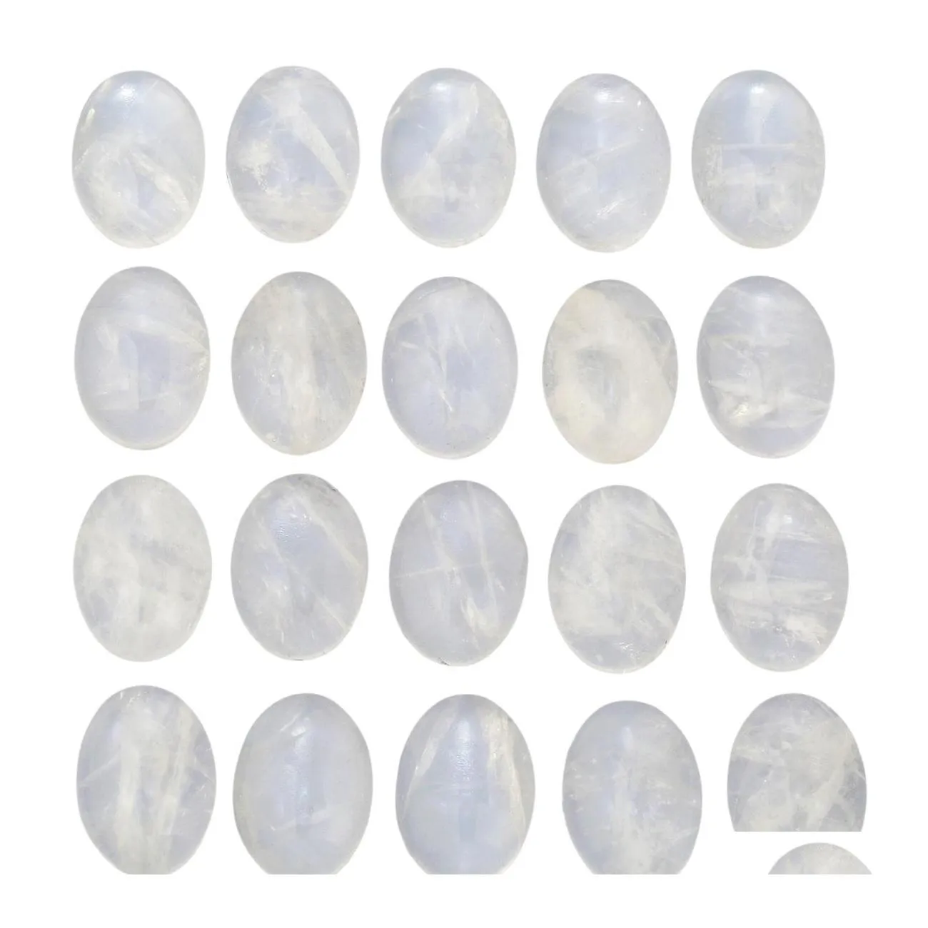 Pierres précieuses en vrac Cristal de quartz naturel Ovale Dos plat Cabochons de pierres précieuses Guérison Chakra Pierre Perle Cab Ers Pas de trou pour l'artisanat de bijoux Dhzwo