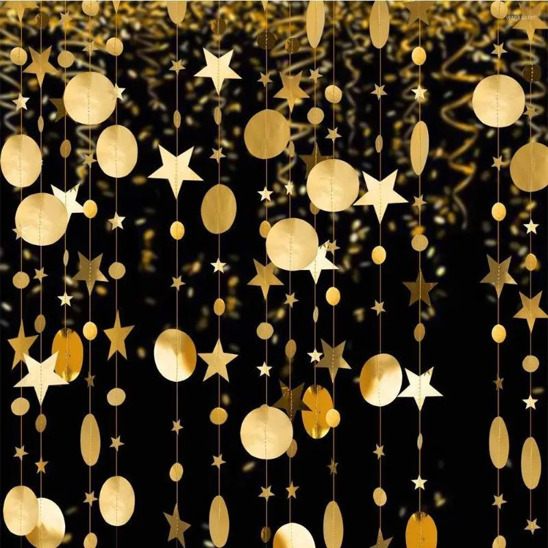 Party Decoration Golden And Silver Stars Discs Garland Ribbon Birthday Wedding Children's Day Proposal Venue Layout