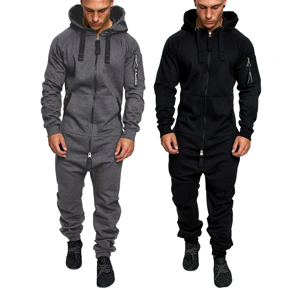 Mens Tracksuits Men Hooded Jumpsuit Autumn Camouflage Långärmad dragkedja Rompers Fashion Fiting Casual Sports Fitness Clothes With Pockets 221124