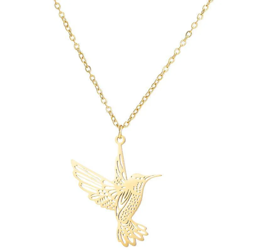 Hummingbird Pendant Stainless Steel Necklaces for Women Bird Necklace Hummingbird colibri Jewelry acero inoxidable joyeria mujer