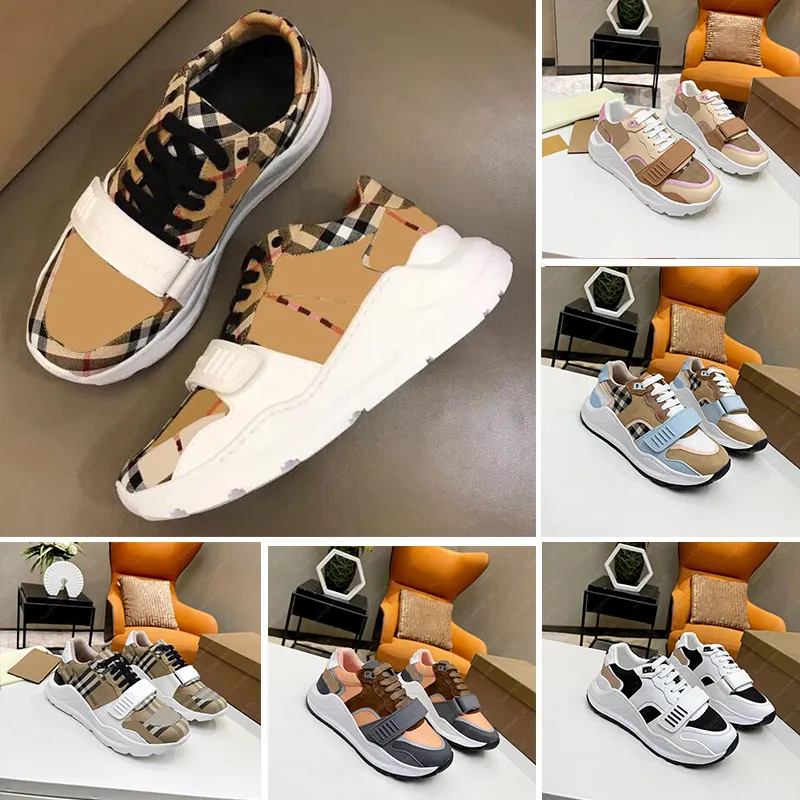 Men Women Casual Shoes Vintage Plaid Sneakers Suede Leather Trainers Cotton Striped Sneaker Mesh Trainer Lattice Brand Shoe Classic Platform Sneakers