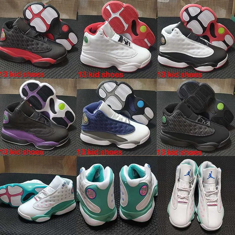 2023 Baby Jumpman 13 어린이 농구화 청소년 어린이 운동 13S 시카고 럭키 그린 스포츠 신발 소년 소녀 신발 화이트 블랙 퍼플 크기 28-35