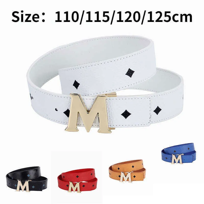 2023 Berömd varumärkesdesigner Fashion Letter M Buckle Men's Midjebälte Klassisk lyxig toppkvalitet Partihandel Kvinnor/Boy/Girl Black White Red Blue Gul Belt