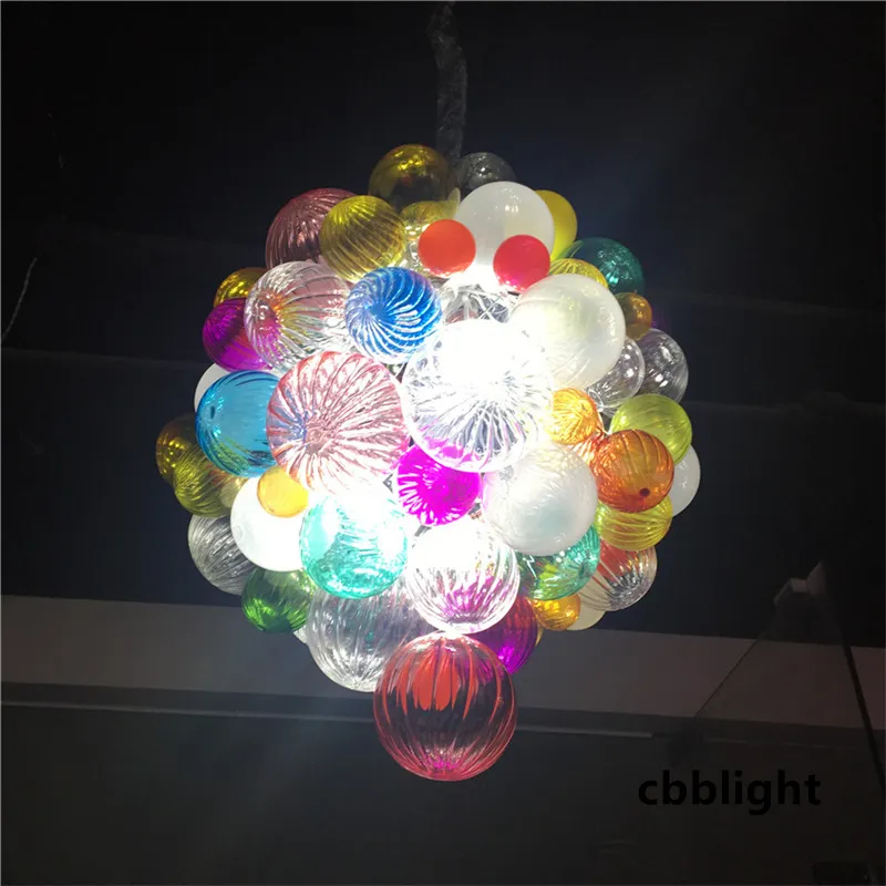 Modern Pendant Lamps Multicolor Flush Mounted Ball Glass Dia16/20 Inches Chihuly Style Chandeliers Hand Blown Glass Chandelier Light Ceiling Decorative LR1299