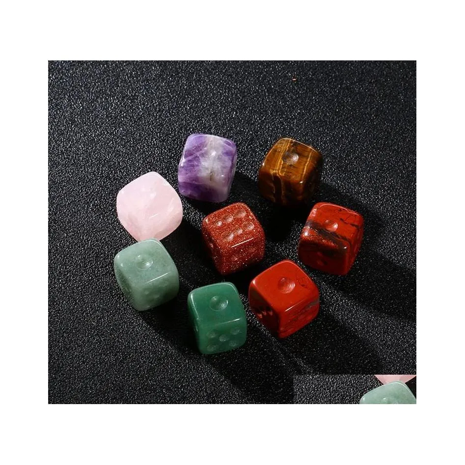 Loose Gemstones Natural Stone Loose Gemstones Dice Mahjong 13 Semi Gem Carved Jade Games Crafts 15Mm Drop Delivery Jewelry Dhs9O