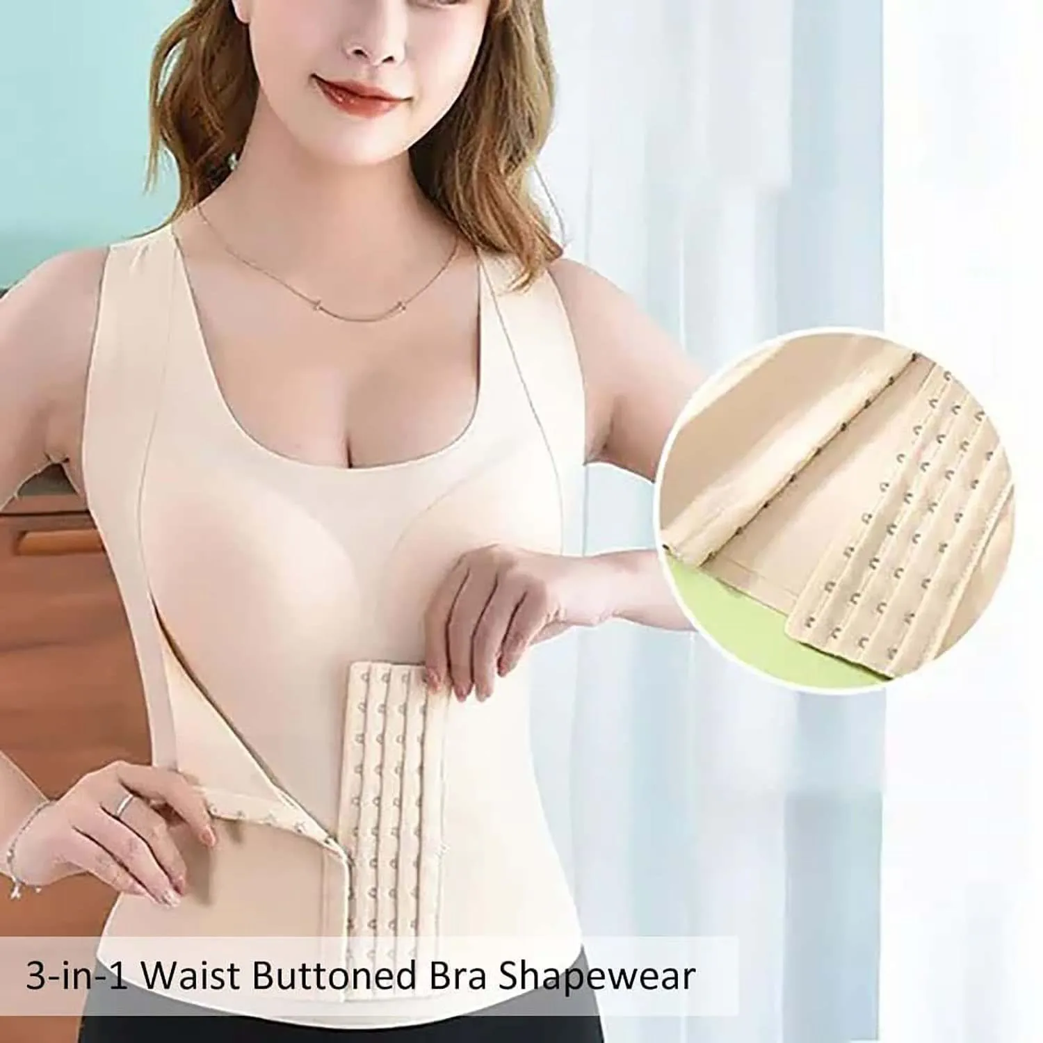 3-in-1 Waist Buttoned Bra Shapewear, Women's Shapewear, Corset Body Shaper  for Women Tummy Control 