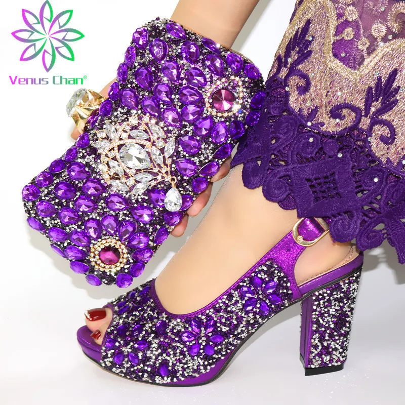 Sapatos de vestido sapato e bolsa combinando para festa nigeriana deslizamento em mulheres senhoras conjunto italiano decorado com 221123