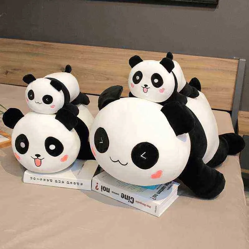 1 pc 306085cm Cartoon Giant Panda Plush Toy Stoughty Panda Pillow Doll voor Ldren Girls Birthday Gift J220729