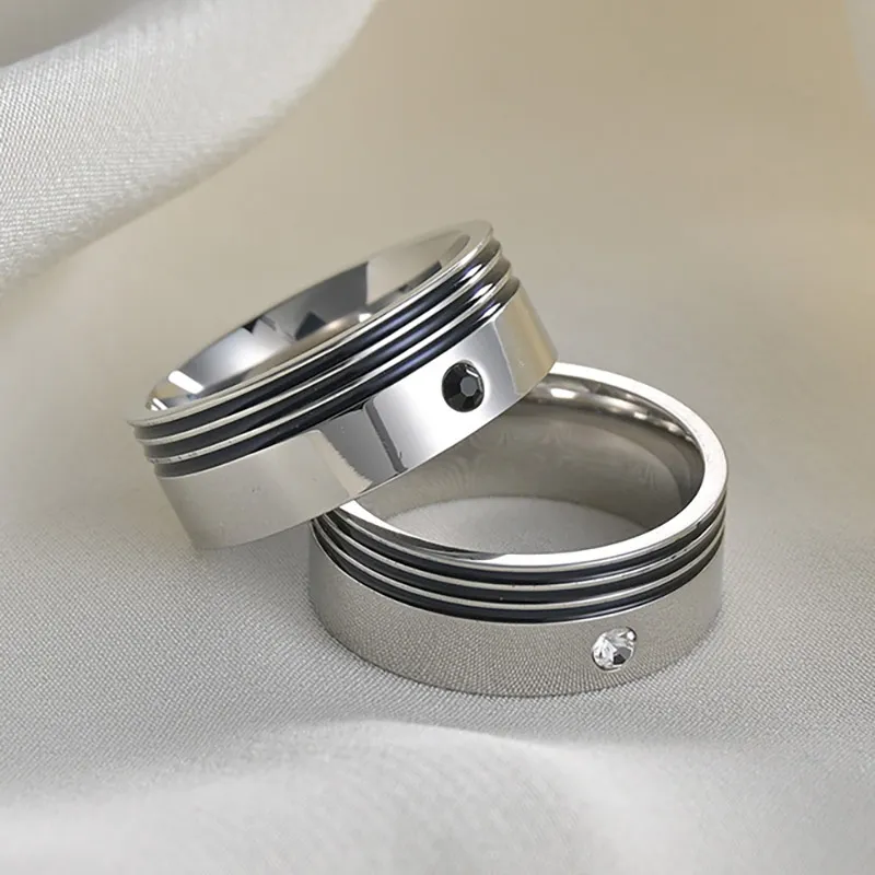 Para pierścionka Pierścień Olej z oleju szklanego Eklujne Cyrkon Pierołówki dla mężczyzn Kobiety biżuteria mody Walentynkowe Prezent