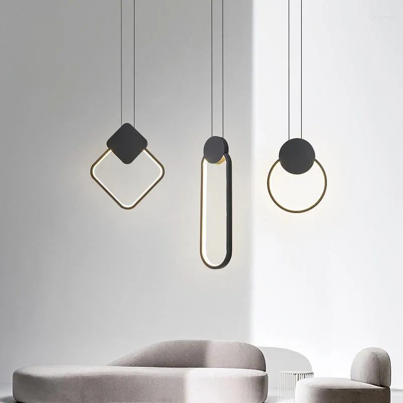 Lâmpadas pendentes minimalistas nórdicos Pendurando lustres modernos Estudo moderno LED Teto Personalidade criativa Lâmpada de quarto de cama simples à cabeceira