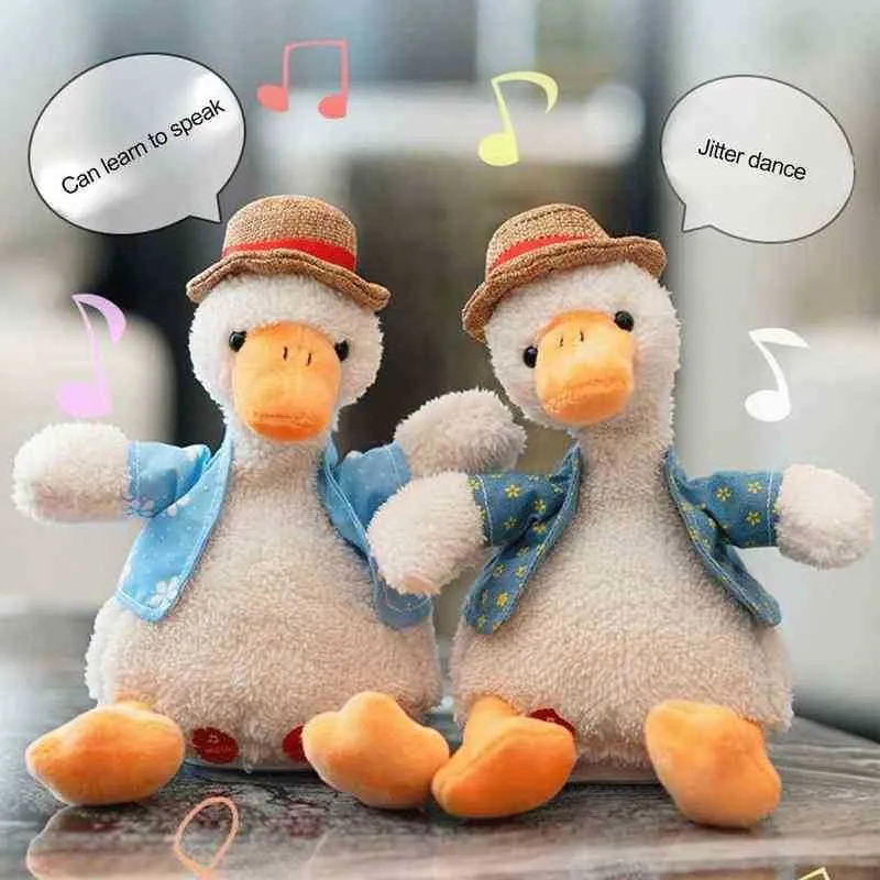 Talking Duck Electric Cuddle Singing 120 Songs Dancing Duck Recording Lär dig att tala Plush Ander Cuddle J220729