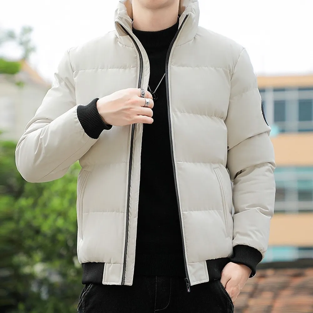Mens stand collar zip cotton down jacket cheap