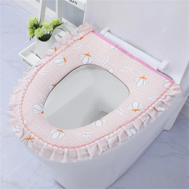 Tampas de assento no vaso sanitário tampo de tampa de tampa de renda lavável Closestool estojo de tampa acessórios de banheiro bidet