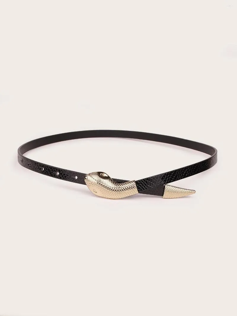 Cinture Cintura a forma di serpente da donna con fibbia in metallo a forma di cinturino in pelle femminile stile cowgirl occidentale cool