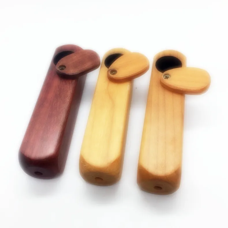 Tuyau en bois naturel Portable Rotation Sec Herbe Tabac Couverture Filtre Mini Fumer Handpipes Tige Droite Porte-Cigarette Innovant Tube En Bois