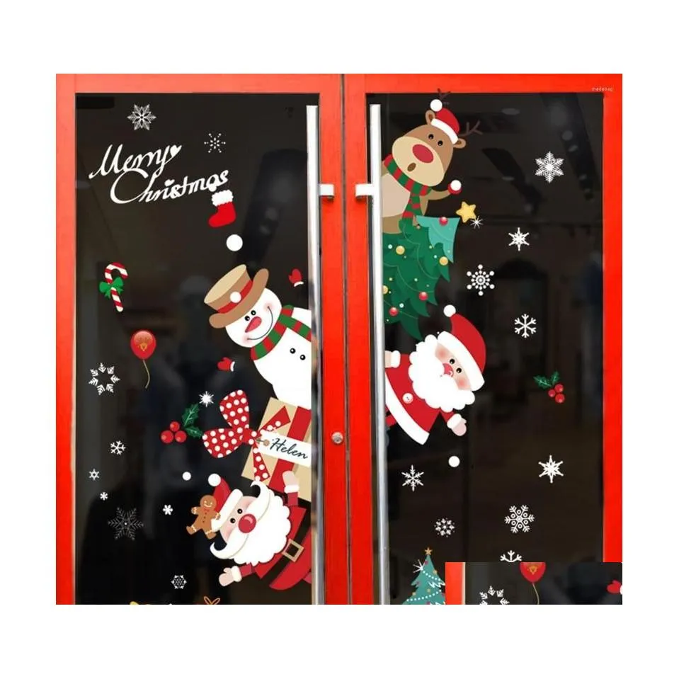 Christmas Decorations Christmas Decorations Fengrise Wall Window Stickers Decoration For Home 2022 Merry Ornaments Xmas Happy Year 2 Dh5In