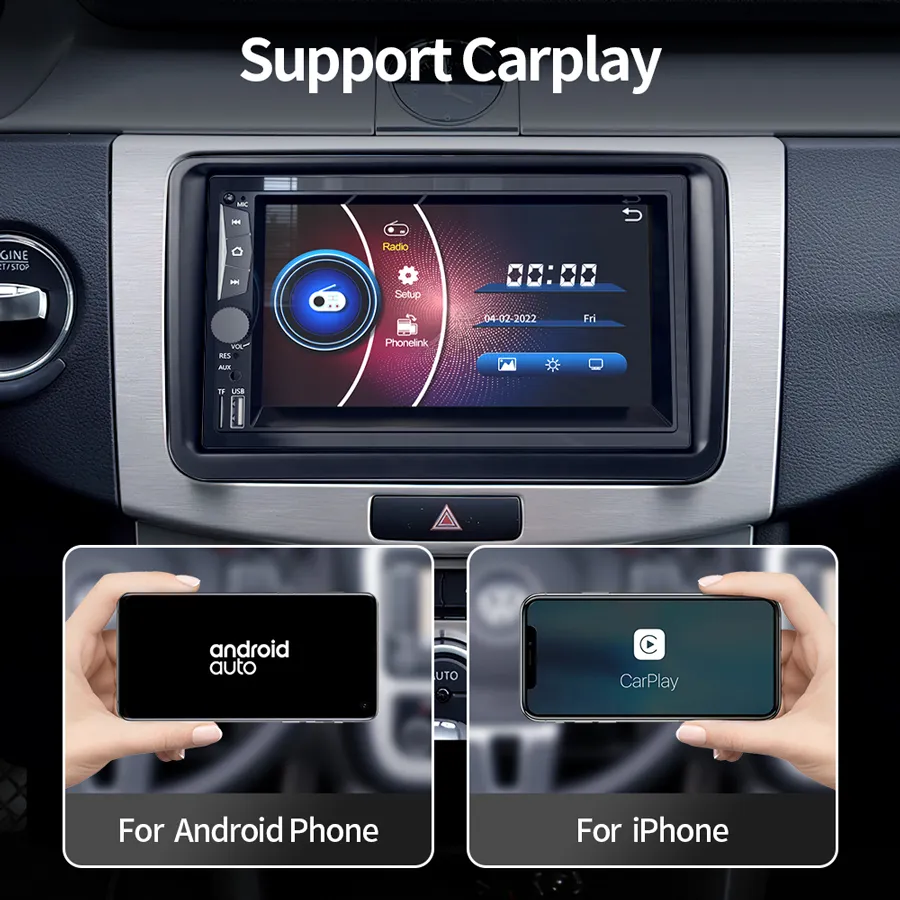 ユニバーサル 2din カーラジオ 7 インチ MP3 MP5 プレーヤータッチスクリーン FM Bluetooth Carplay Android 自動日産トヨタカーステレオ