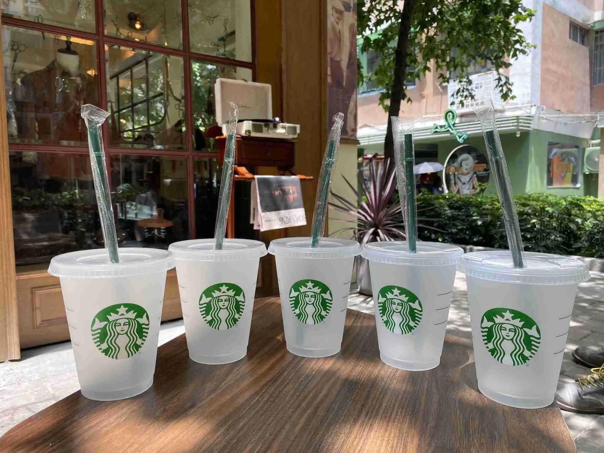 Starbucks Mermaid Goddess 16oz/473ml Plastic Tumbler Reusable Clear Drinking Flat Bottom Cups Pillar Shape Lid Straw Mugs Bardian 