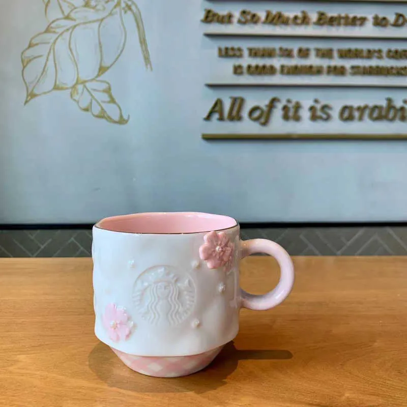 Starbucks Cherry Blossom Pearl Shaped Mug 340ml Pink And White Gold Three  Dimensional Sakura Japanese Ceramic Coffee Cup QLXZ From Topcupseller,  $71.36