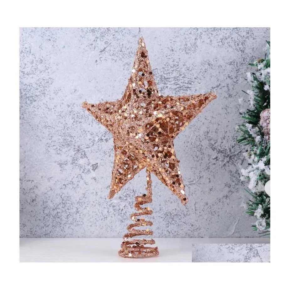 Juldekorationer Juldekorationer trädstjärna TopPerornamentDecorationornaments Glitter Holiday Gold Treetop Toppers Iron Gl Dhjeb