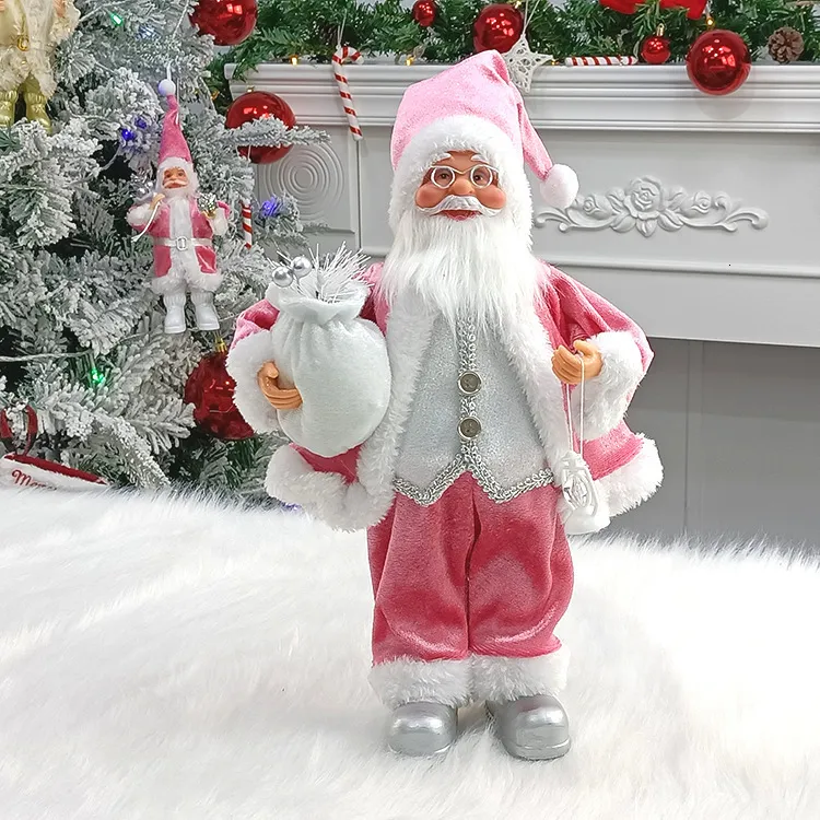 Statuetta Di Babbo Natale Alta 24 Pollici (60 Cm) – Decorazione Natalizia In Tessuto E Resina Per Casa, Negozio, Sotto L'albero