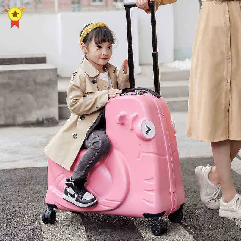 Hot Fashion Kids fofas malditas malas sobre rodas infantil carrega spinner rolling bagage viajatch student beautiful j220707