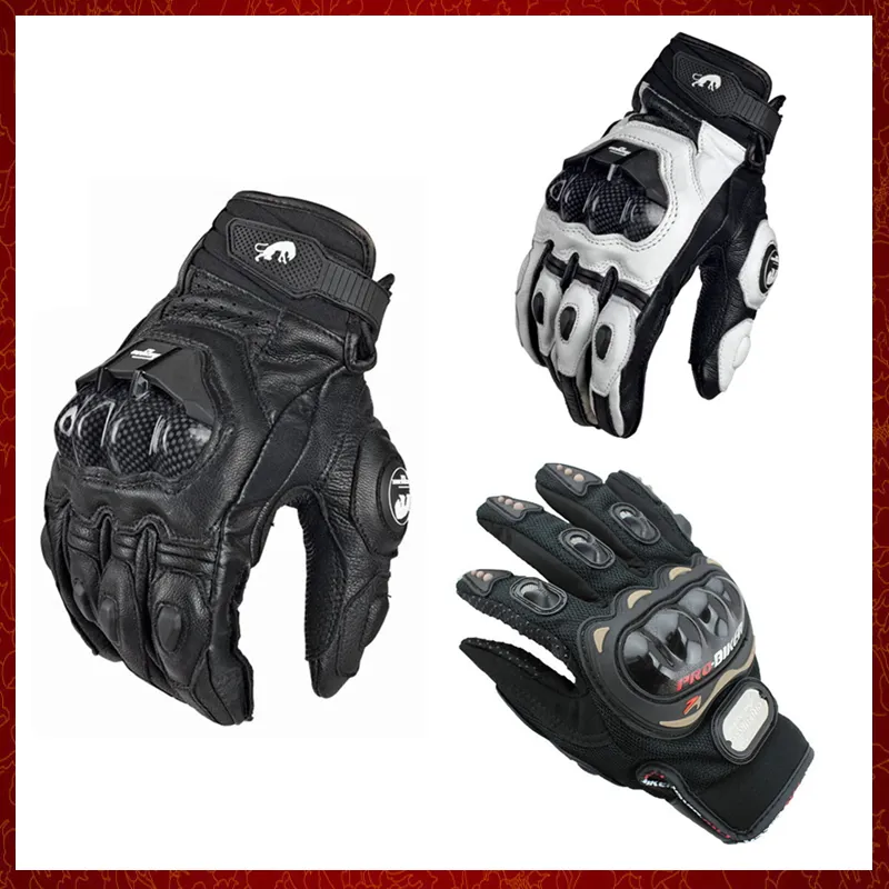 ST409 Vier Jahreszeiten Leder Motorrad Schwarz Weiß Handschuhe Leder Männer Moto Racing Handschuh Fahrrad Radfahren Motorrad Motocross Reiten