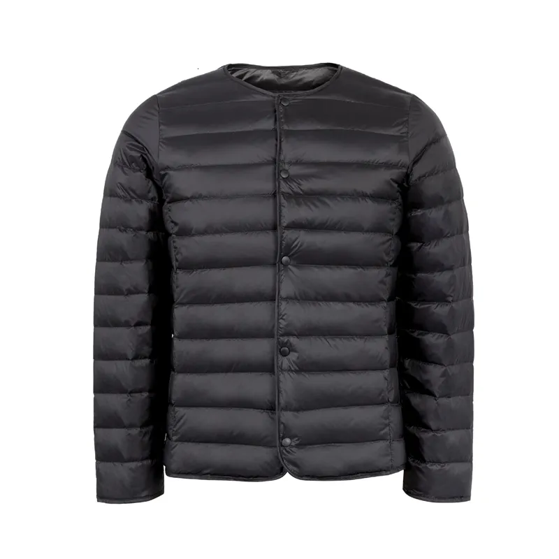 남자 S Down Parkas 가을 가을 겨울 흰 오리 코트 남자 캐주얼 울트라 라이트 칼라리스 재킷 짧은 휴대용 파카 플러스 크기 221123