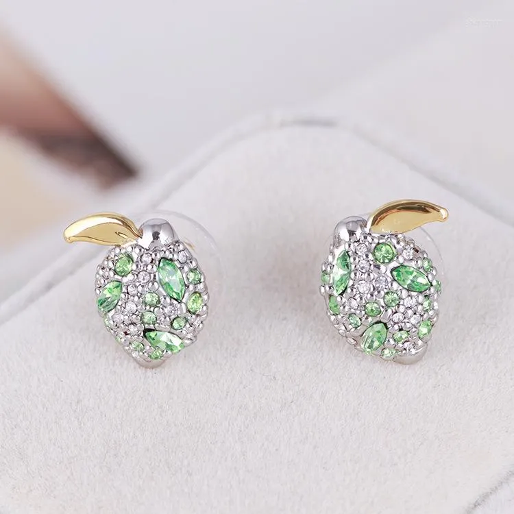 Stud Earrings European And American Jewelry Wholesale Fruit Stone Green Color Matching Simple Style Female