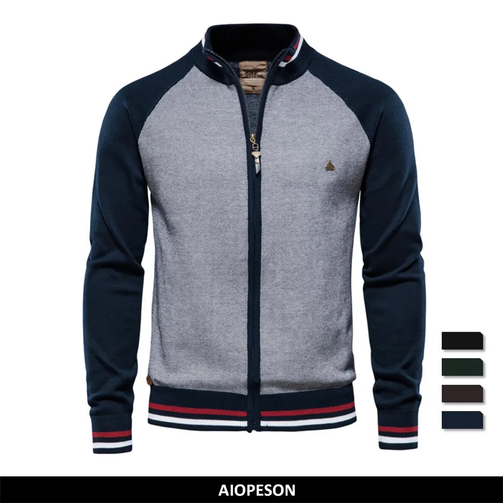 Men's Sweaters AIOPESON Spliced Cardigan Streetwear Casual High Quality Cotton Sweater Winter Fashion Brand Cardigans for 221124