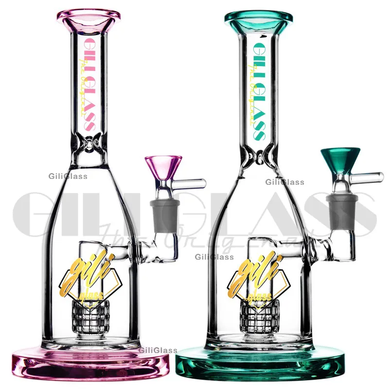 9 inches hookahs Perc Glass Bong quartz banger bowl bongs dab rig Water Pipes heady wax oil rigs pipe Filter Diffuser Percolator purple black Thick