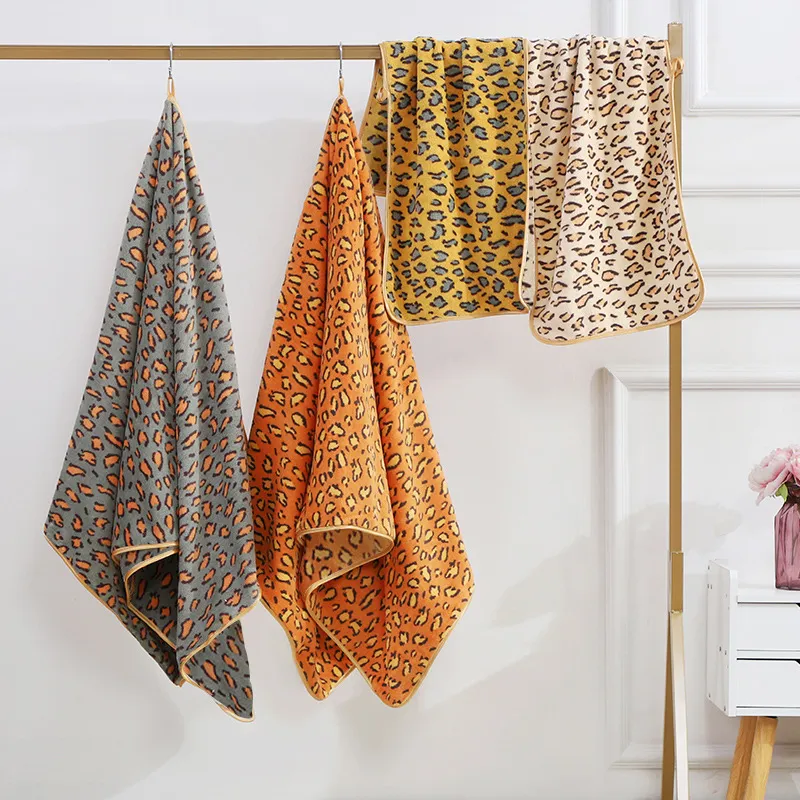 Leopardtryck absorberande handduk Vintage stil badrum badhandduk mjuk korallfleece handdukar