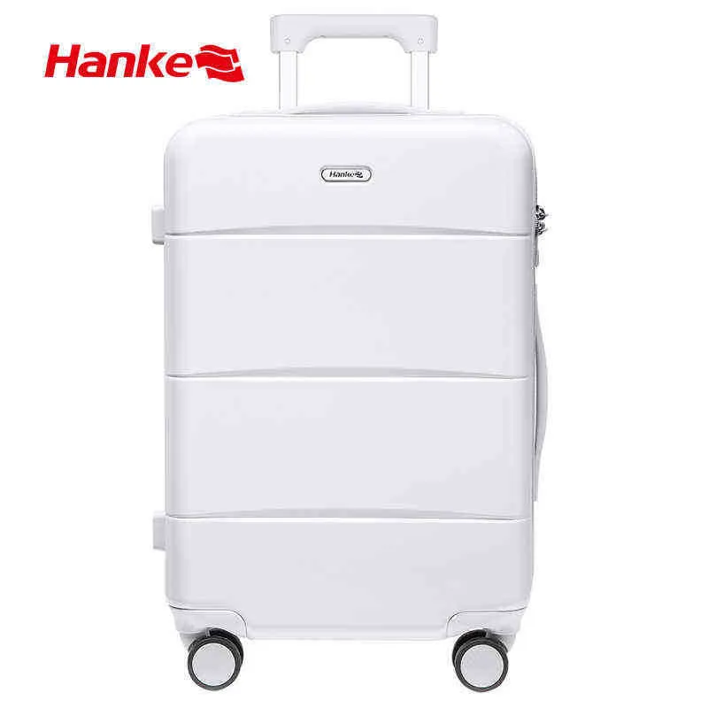 Hanke Pc Luggage Men Travel Trolley Case Women Suitcase Mute Spinner Wheels Tsa Lock Aluminum Telescopic Handle H J220707