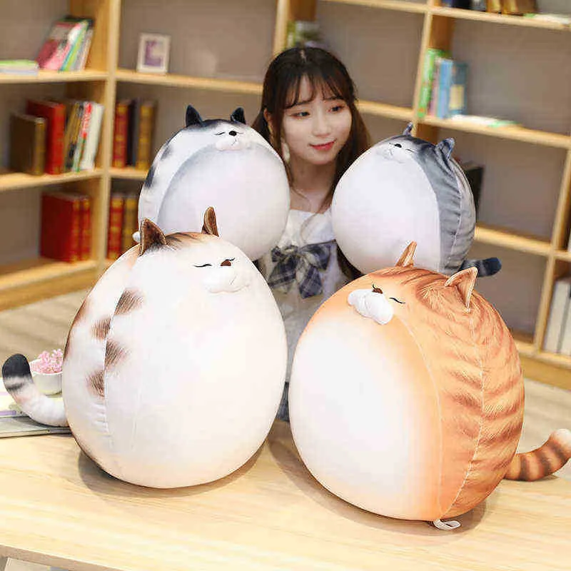 Nouveau 3070Cm Mignon Gros Chat Câlin En Peluche Animal Doux Dessin Animé Oreiller Jouets Belle Poupée Cadeau De Noël J220729