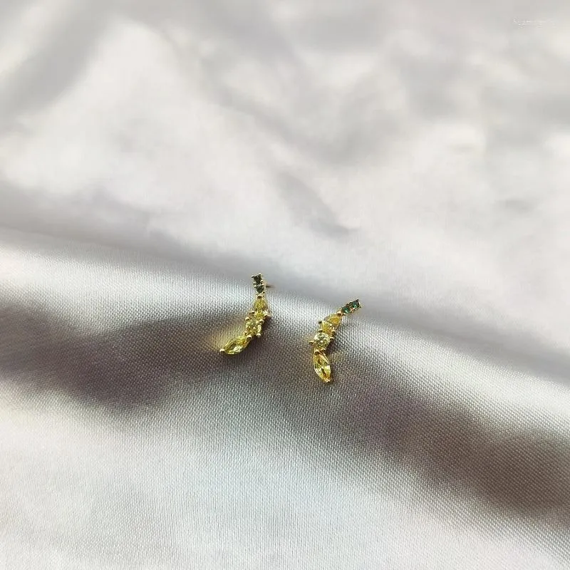 Stud Earrings Cute Banana Earring For Women Male Ear Piercing Plated Gold Zircon S925 Silver Needle Fashion Jewelry Pendant