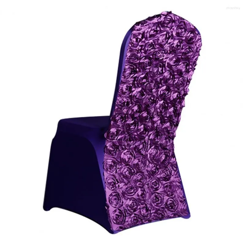 Chair Covers Elastic Tear Resistant Spandex Satin Rosette Back Slipcovers Protector Wedding Party Decor Cover