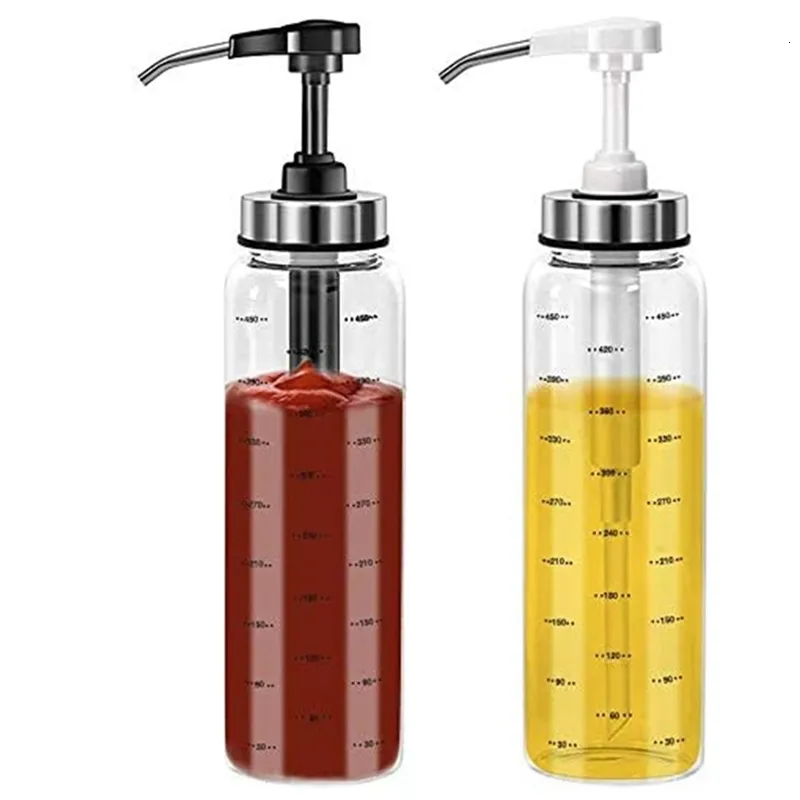 Ice Cream Tools Sauce Squeeze Bottles For Kitchen BBQ 2 Pack Olive Oil Dispenser Glass KetchupSaladDressingHoney 500Ml ghn 221124